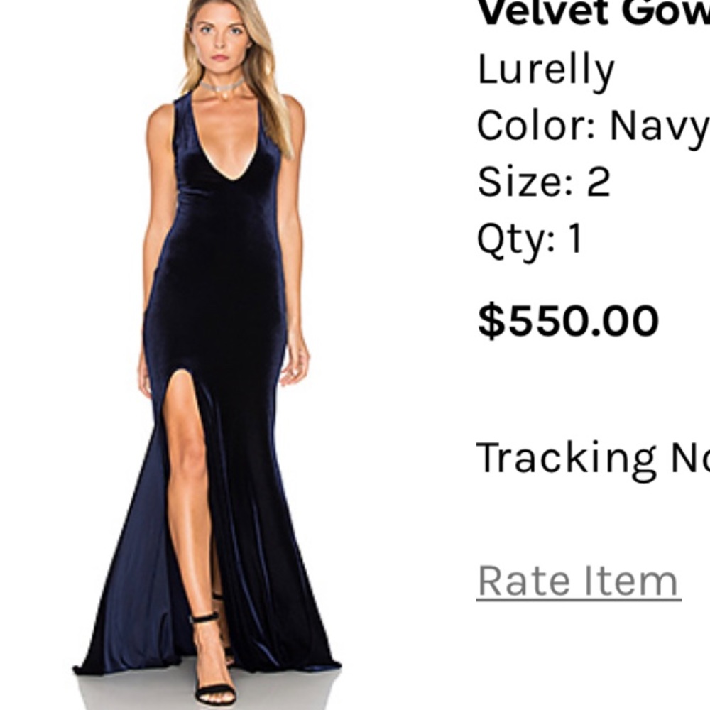 Lurelly navy blue velvet gown